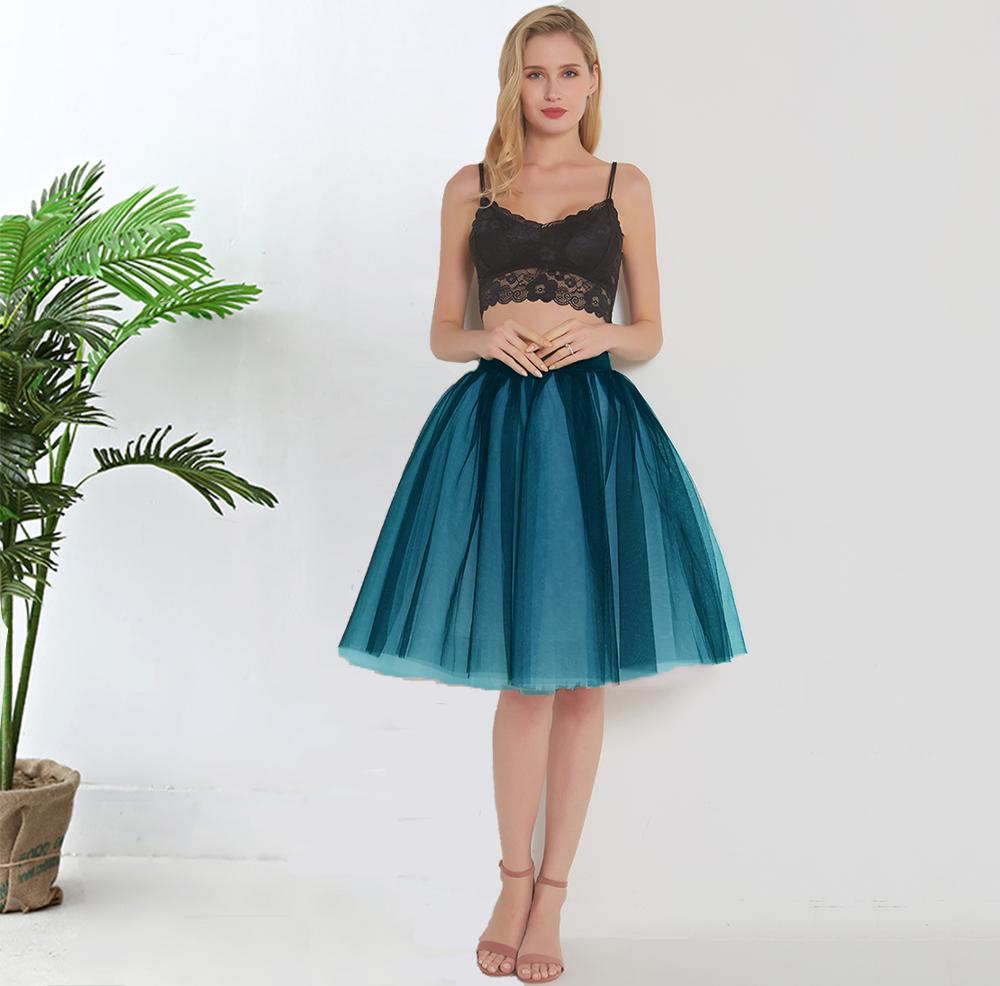 Sexy 5 Layers 60cm Princess Midi Tulle Skirt Pleated Dance Tutu Skirts