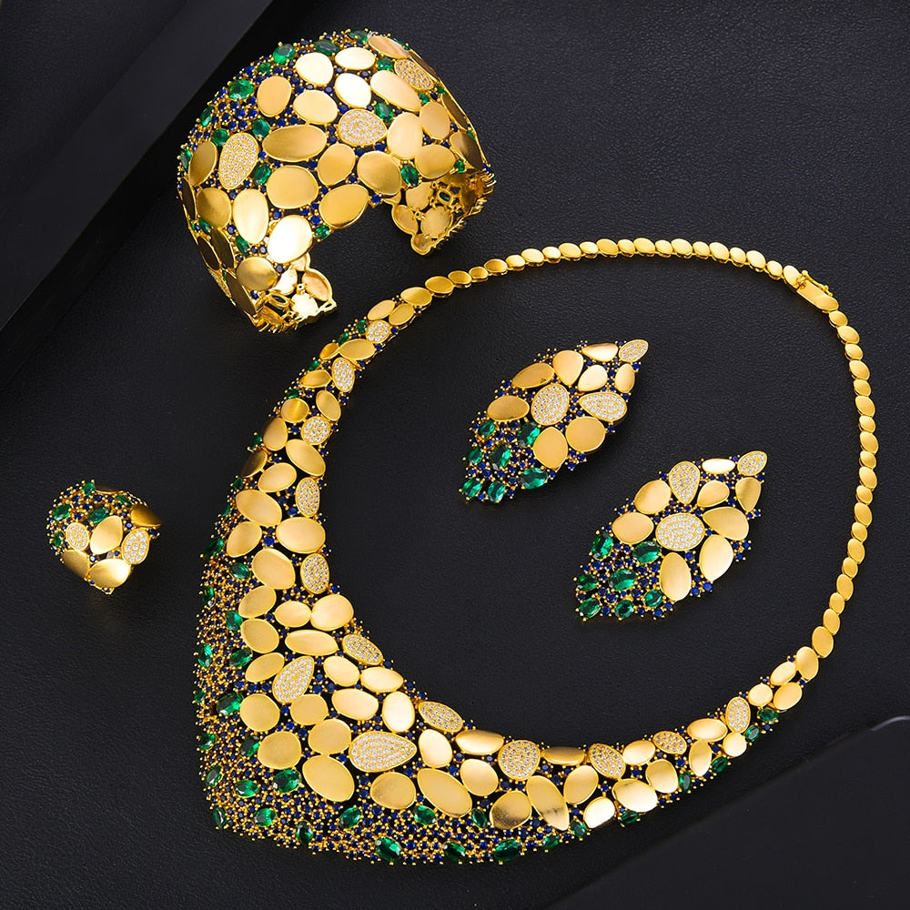 GODKI Famous Brand Bling Sequins Luxury Africa Dubai Jewelry Sets For Women Wedding Party Zircon Wedding Bridal Jewelry Set Gift