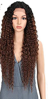 Noble Synthetic Lace Wig Long Wavy Hair 30 Inch Ombre Blonde Wigs