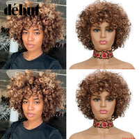 Debut Cheap Red Human Hair Wigs For Black Women Brown Ombre Brazilian Short Bob Curly Wigs 99J Remy Human Hair Machine Made Wigs