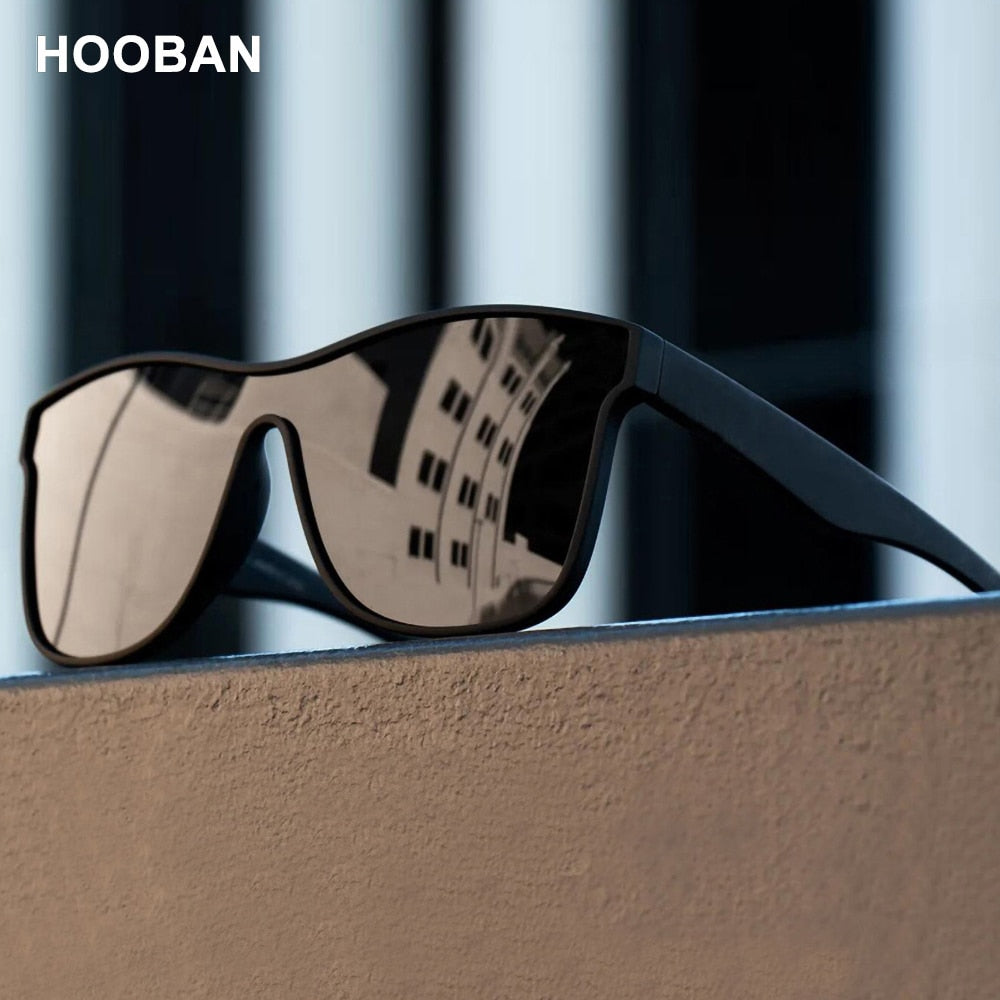 HOOBAN 2023 New Square Polarized Sunglasses Men Women Fashion Square Male Sun Glasses Brand Design One-piece Lens Shades UV400