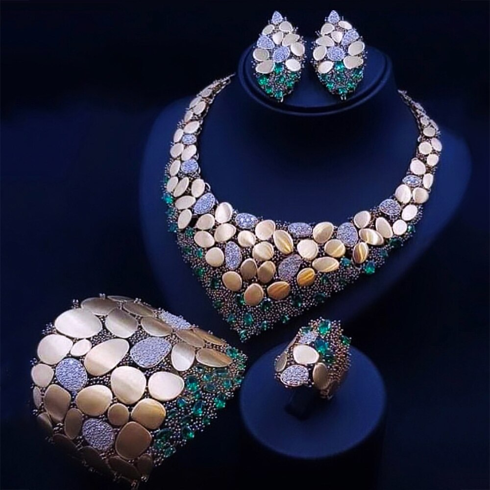 GODKI Famous Brand Bling Sequins Luxury Africa Dubai Jewelry Sets For Women Wedding Party Zircon Wedding Bridal Jewelry Set Gift