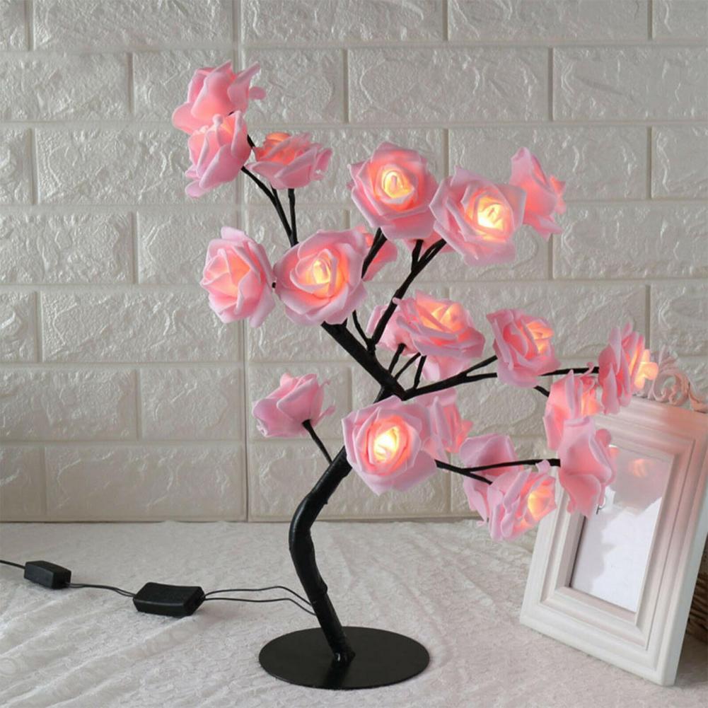 Christmas led tree decoration 24LED Light Night Lamp Romantic Flower Warm Rose Tree Light Wedding Holiday Decoration