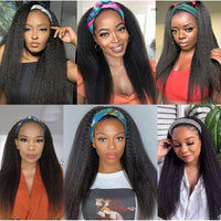 Kinky Straight Headband Wig Human Hair Glueless Half Wig With Head Band Brazilian Yaki Headband Human Hair Wigs For Black Women