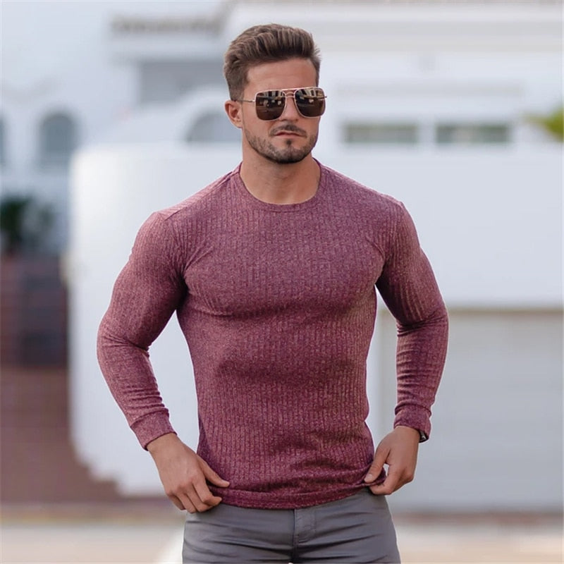 Autumn Winter Fashion Turtleneck Mens Thin Sweaters Casual Roll Neck