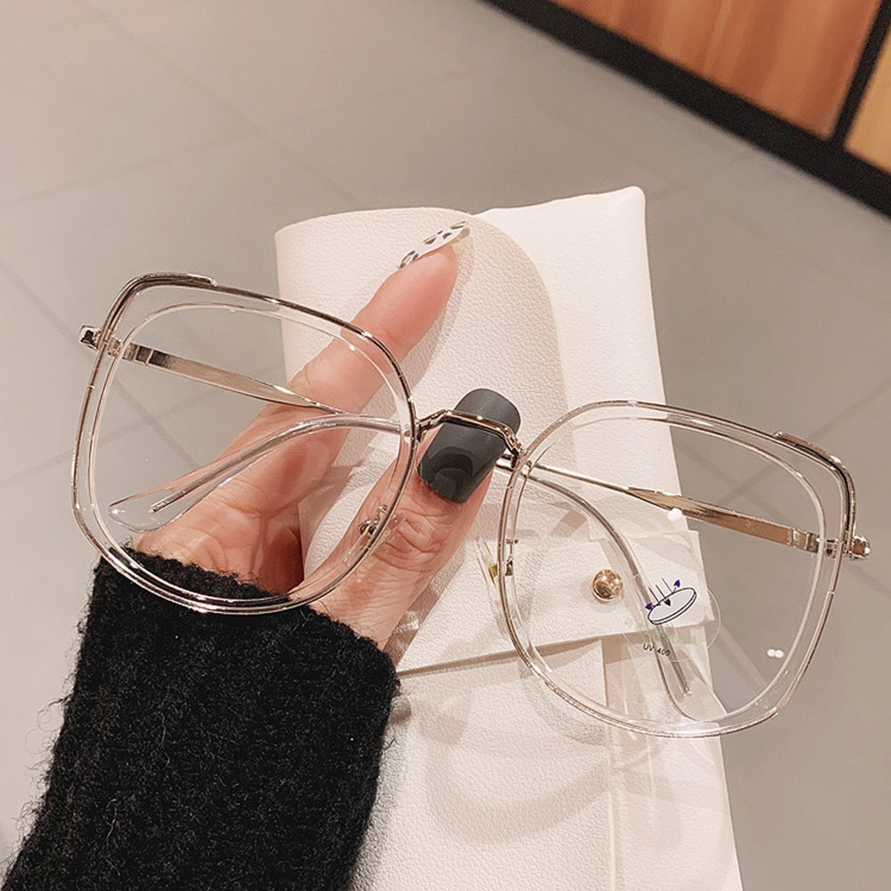 Men Women Anti-blue Light Glasses Frame Vintage Large Square Eyeglasses Blocking Blue-ray Oversized Spectacles Frames A65397