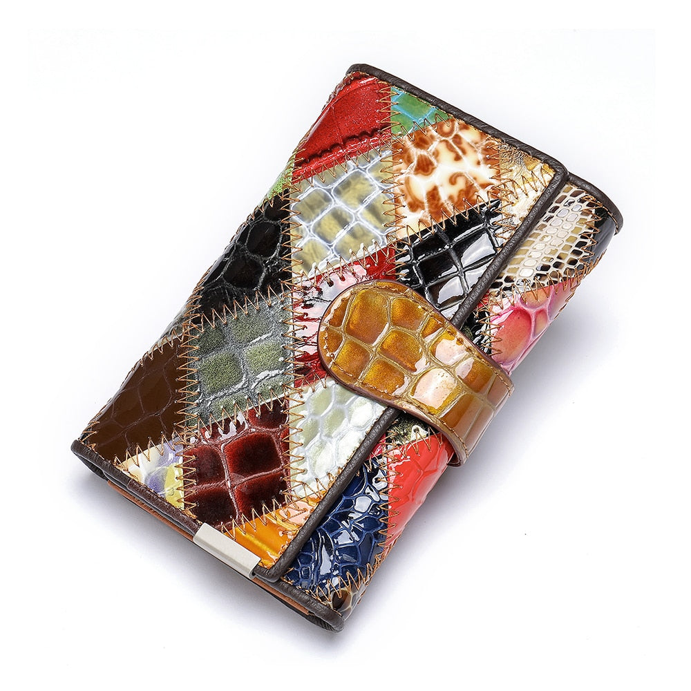 WESTAL Women&#39;s Wallet Luxury Genuine Leather Wallets for Women 2021 Patchwork Woman Wallets Long Cell Phone Wallet Cards Holder