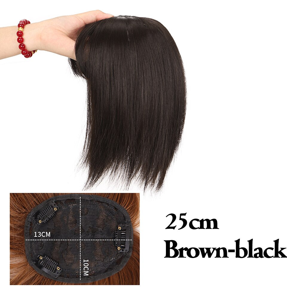 SHANGKE Synthetic Hair Pieces Brown Topper Wig 13x10cm Women Clip In Hair Extensions Base With 3 Clip In Hair Toupee SHANGKE