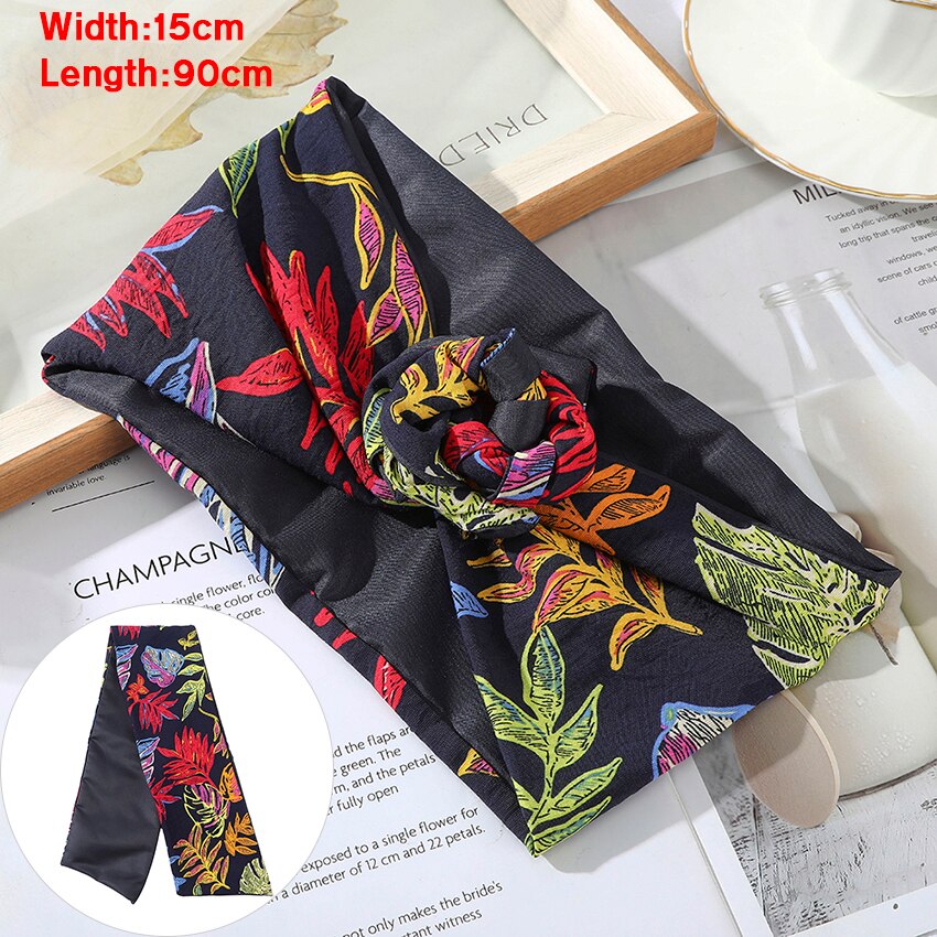 Levao Flower Printing Bandana Wire Headband Knotted Fashion Scarf Hairbands Hair Accessories for Women 2022 New Headwear