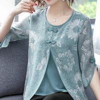 Sexy Women Spring Summer Style Chiffon Blouses Shirts Lady Casual Half Sleeve O-Neck