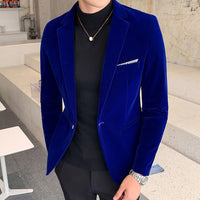 Fall Winter Gold Velvet Blazer High Quality Slim Fit Suit Jacket