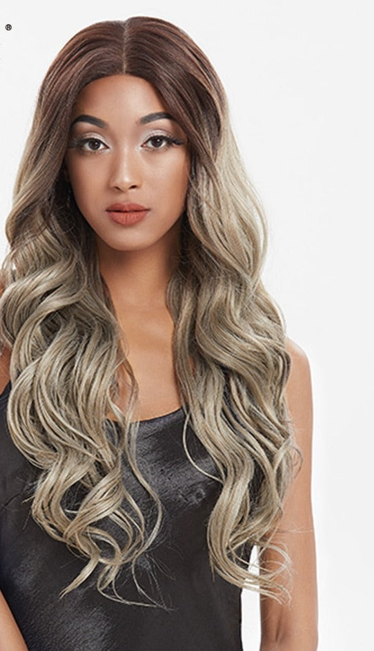 Noble Synthetic Lace Front Wig  ombre blonde Wig 30 Inch Long wavy Lace Front Wig  Synthetic Wigs For Black Women Maycaur wig