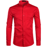 Chemise à col Mandarin pour homme, tenue décontractée à manches longues et boutons avec poche, de marque, 2XL, 2022