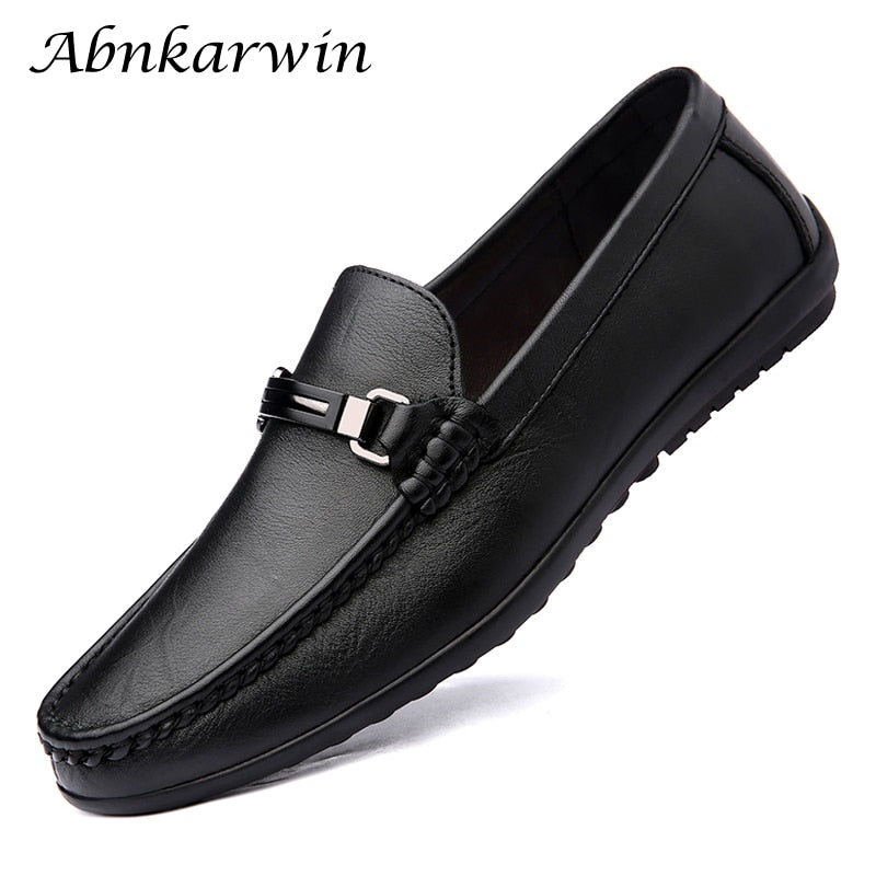 Loafers Men Casual Leather Shoes Slip On Spring Summer Black Brown Fashion Italian Trendy Luxury Designer Brand Loafer