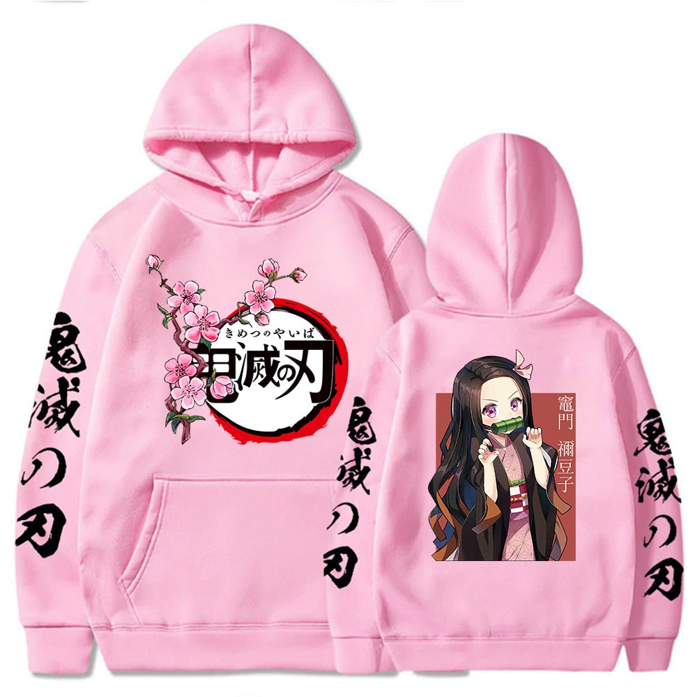 Hot Demon Slayer Kimetsu No Yaiba Hoodie Hip Hop Anime Pullovers Tops Loose Long Sleeves Autumn Man Cloth