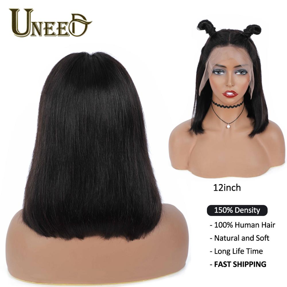 4x4 Bob Lace Closure Wig Indian Straight Human Hair for Black Women 4x1 Highlight Bob Lace Front Human Hair Wigs Blunt Cut Wig