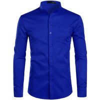 Chemise à col Mandarin pour homme, tenue décontractée à manches longues et boutons avec poche, de marque, 2XL, 2022