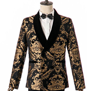 New Elegant 2022 Costume Homme Shawl Lapel Black Jacquard Dinner Party Groom Wear Men Wedding Suits For Men Prom Tuxedo Blazer