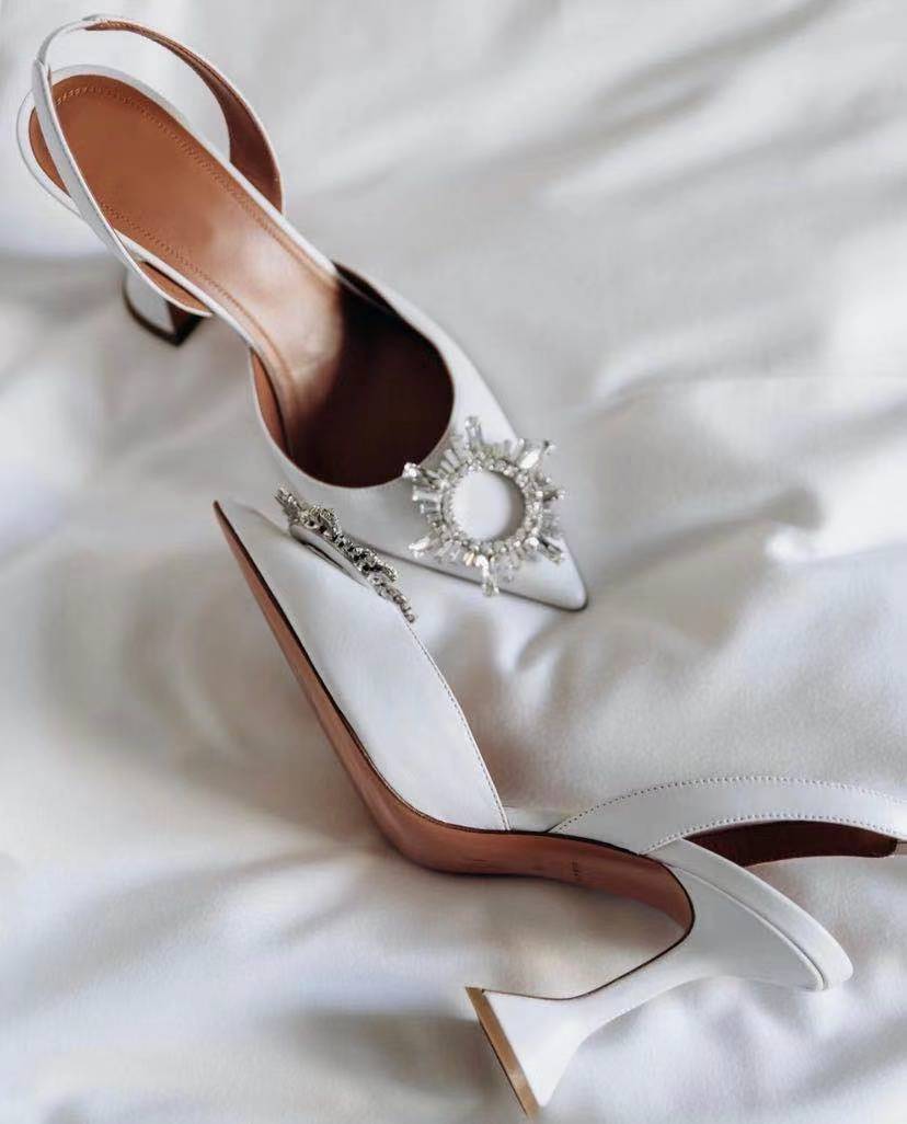 Women's High Heels Pointed Toe Triangle Strap High Heels Party Wedding Bridal Shoes