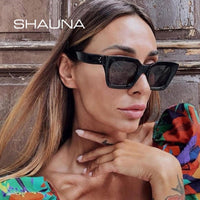 SHAUNA Rivets Fashion Square Sunglasses Women Brand Designer Retro Blue Purple Eyewear Men Gradient Sun Glasses Shades UV400