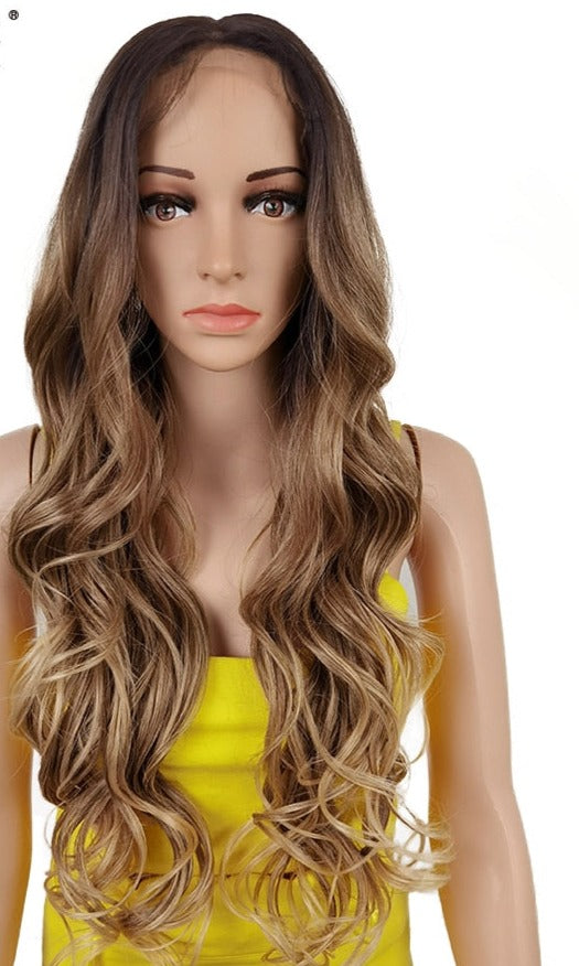 Noble Synthetic Lace Front Wig  ombre blonde Wig 30 Inch Long wavy Lace Front Wig  Synthetic Wigs For Black Women Maycaur wig