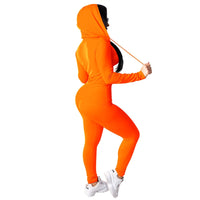 Fashion Hooded Two Piece Set Jogging Femme Zipper Top + Pants Suit Sportwear Tracksuit Women Outfits Solid 7 Color