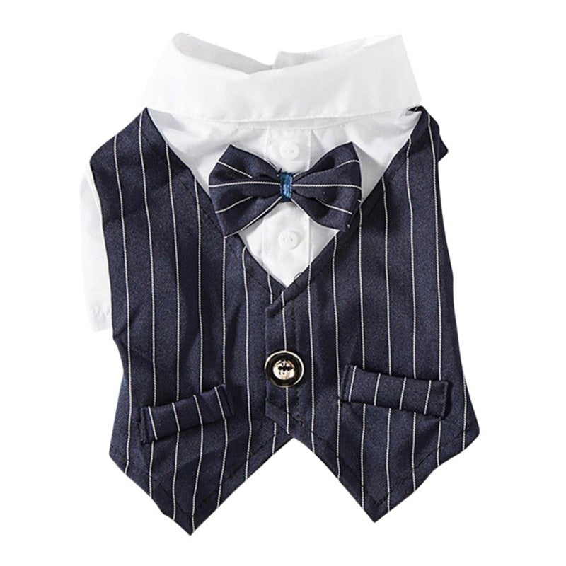 Dog Shirt Pet Small Dog Clothes Stylish Suit Bow Tie Wedding Shirt Costume Formal Tuxedo With Bow Tie Puppy Cat Bulldog Clothing