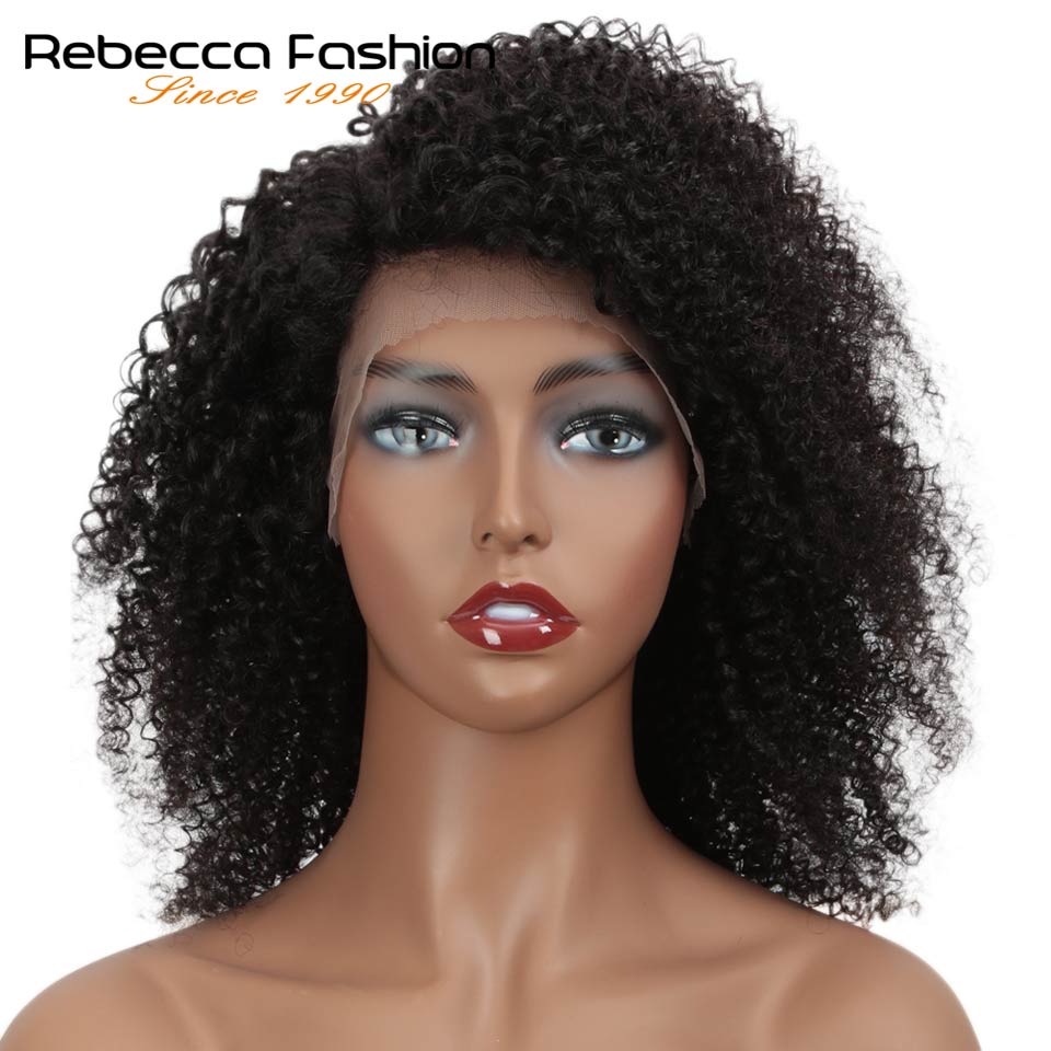 Rebecca Lace Front Short Bob Wigs Afro Kinky Curly Human Hair Wigs Pre Plucked Bleached Knots Remy Brazilian Human Lace Wig Y1B#