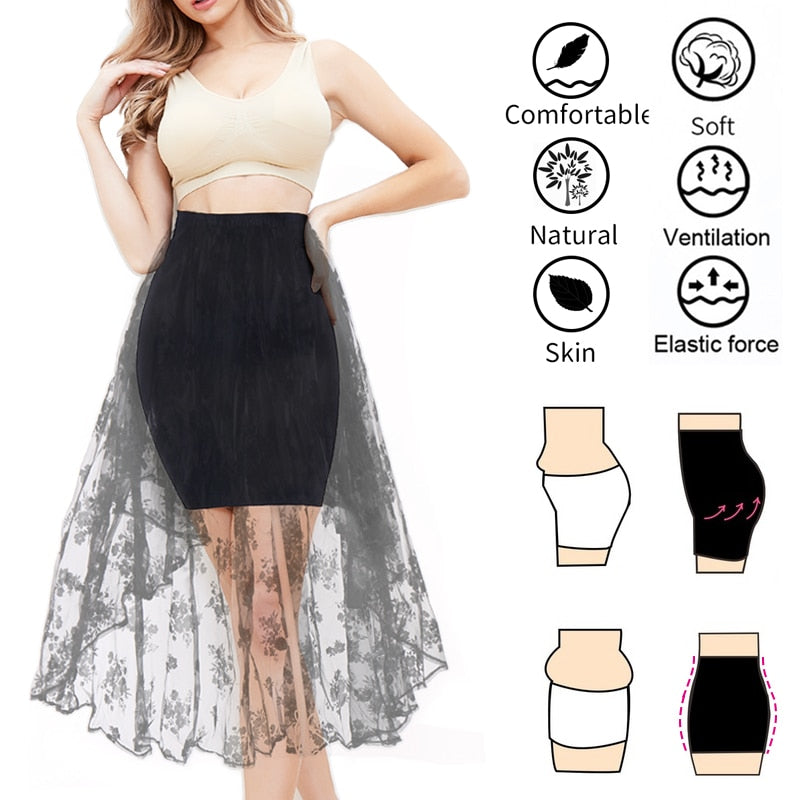 High Waist Tummy Control Slips Woman Seamless Slimming Half Slip Underwear Shapewear Body Shaper Underdress Petticoat Shapers