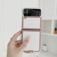 Joint Name Lychee Case for Samsung Galaxy Z Flip 4 3 5G Fashion 2022 Cover Anti-knock luxury Leather + PC Cases for Flip4 Flip3