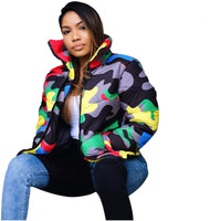 2019 Camo Print Winter Jacket Women Festival Warm Parka Down