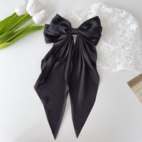 Solid Color Big Large Satin Bow Hairpins Barrettes For Women Girl Wedding Long Ribbon Korean Hair Clip Hairgrip Hair Accessories