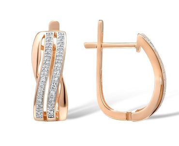 VISTOSO 14K 585 Rose Gold Earrings For Lady Glamorous Elegant Sparkling Diamond Earrings Luxury Wedding Engagement Fine Jewelry