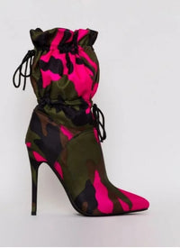 Women Sexy High Heels 11cm Stilettos Fashion Camouflage Ankle Boots Shoes