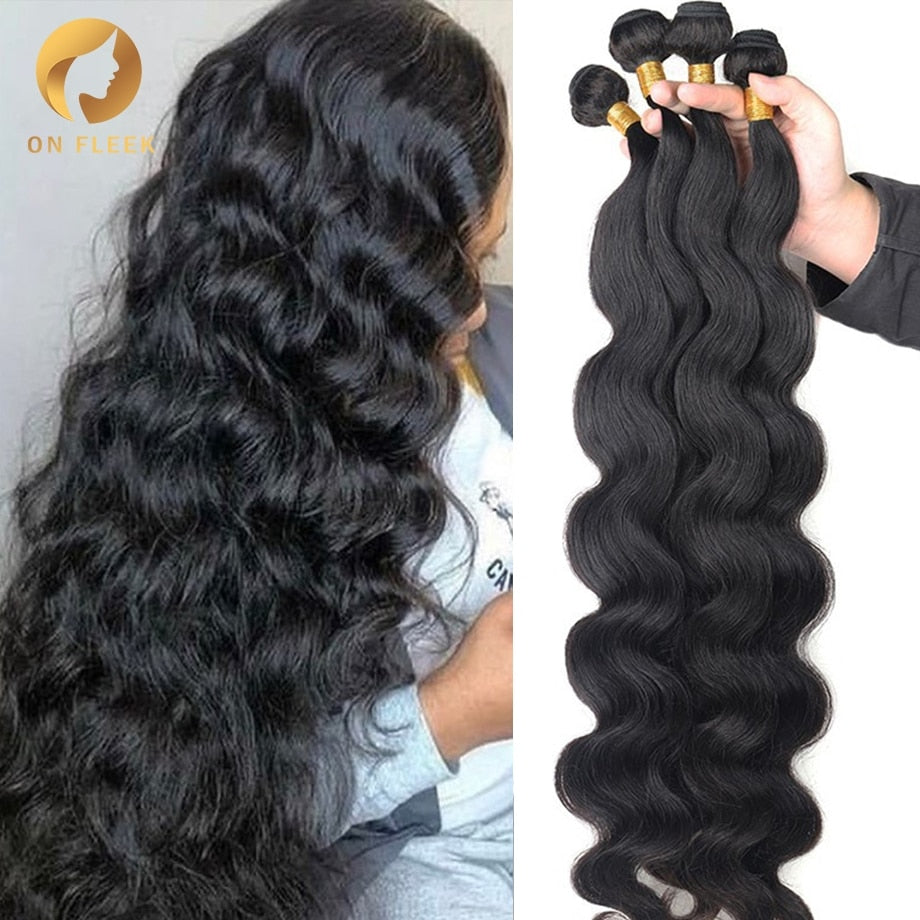 Body Wave bundles human hair Brazilian Natural Black Hair Weave 4 Remy Human hair bundles Deals for Black Women Hair Extensions