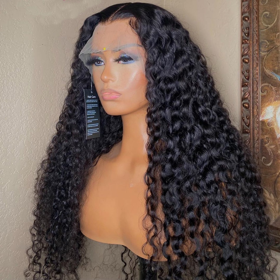 Glueless Soft 26 Inch Long Synthetic Black Lace Front Wig KInky Curly Heat Resistant Fiber For Black Women Babyhair Preplucked