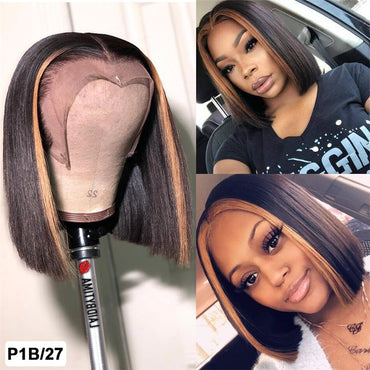 Bob Wig Lace Front Human Hair Wigs 1b/27 Honey Blonde Highlight Straight Wig Cheap Human Hair Wigs Pre Plucked 13x4 lace Wig