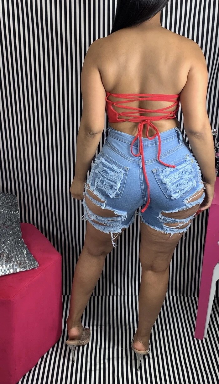 2021 Summer New Woman Fashion Ripped Shorts Jeans High Waist