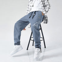 Plus Size Jeans Men Loose Joggers Streetwear Harem Jeans Cargo Pants Ankle-Length Denim Trousers