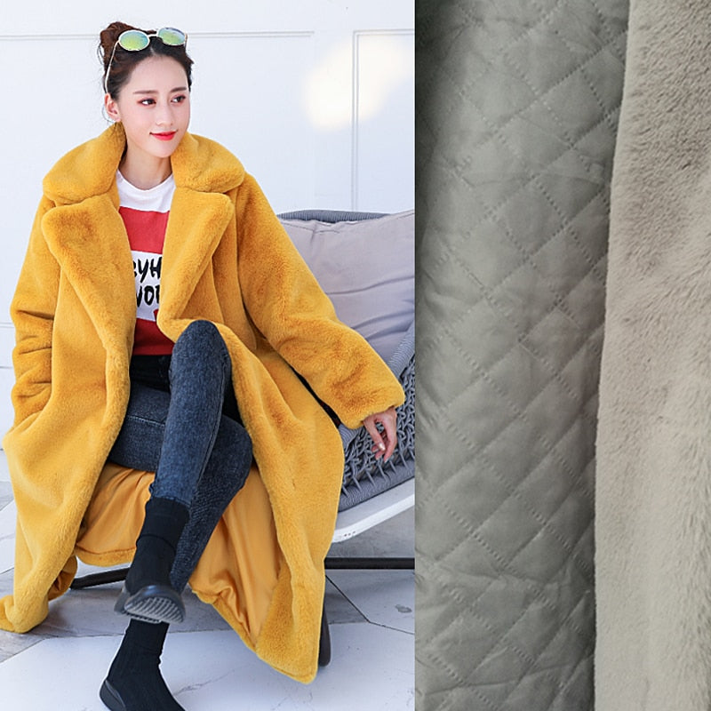 Winter Women High Quality Faux Rabbit Fur Coat Luxury Long Fur Coat Loose Lapel OverCoat Thick Warm Plus Size Female Plush Coats