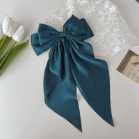 Solid Color Big Large Satin Bow Hairpins Barrettes For Women Girl Wedding Long Ribbon Korean Hair Clip Hairgrip Hair Accessories