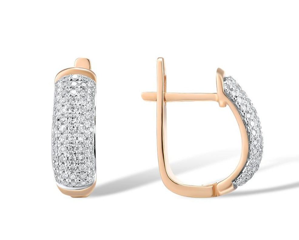 14K 585 Rose Gold Earrings For Lady Glamorous Elegant Sparkling Diamond Earrings Luxury Wedding Engagement Fine Jewelry
