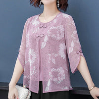 Sexy Women Spring Summer Style Chiffon Blouses Shirts Lady Casual Half Sleeve O-Neck