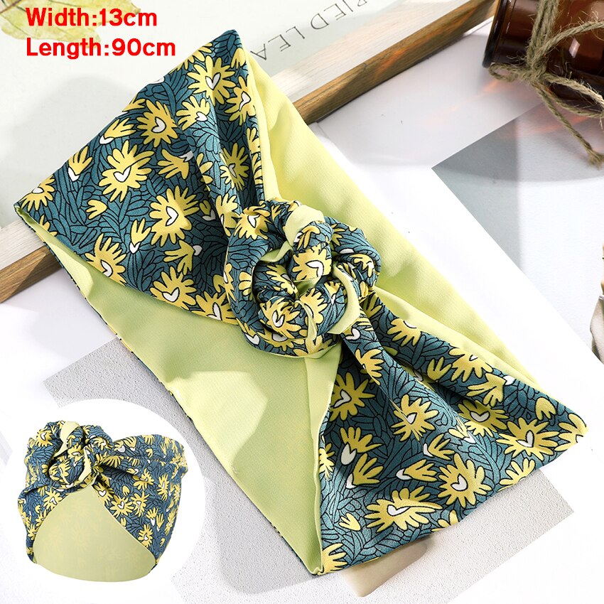 Levao Flower Printing Bandana Wire Headband Knotted Fashion Scarf Hairbands Hair Accessories for Women 2022 New Headwear