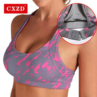 CXZD Sexy Sports Bra Top for Fitness Women Push Up Cross Straps Running Gym Femme Wear Padded Underwear Crop Tops Female