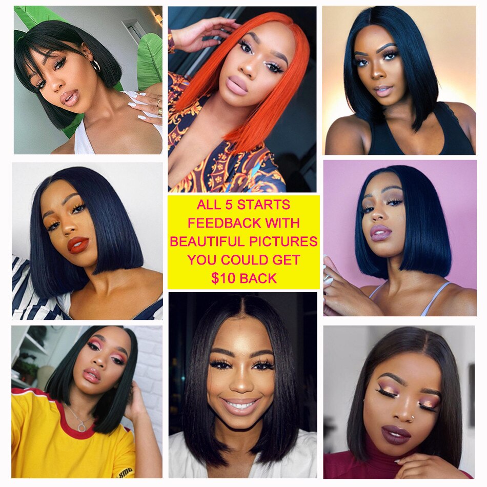 4x4 Bob Lace Closure Wig Indian Straight Human Hair for Black Women 4x1 Highlight Bob Lace Front Human Hair Wigs Blunt Cut Wig