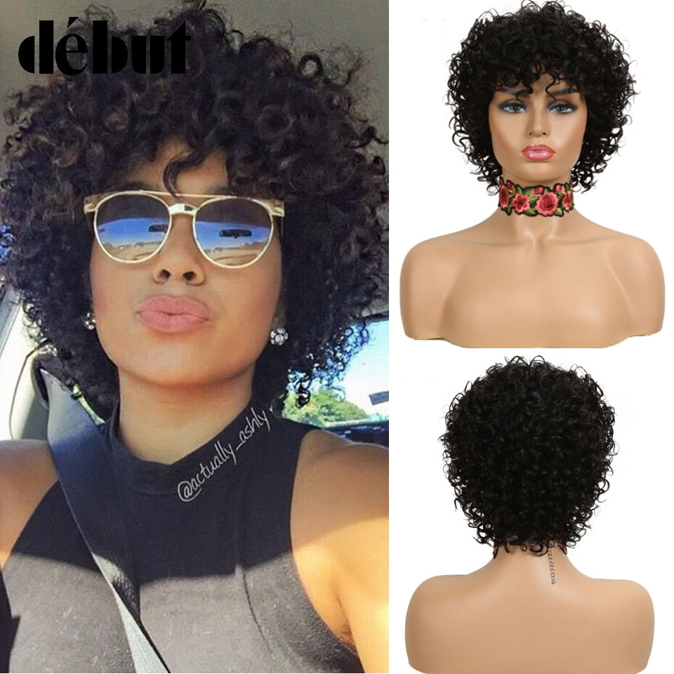 Debut Cheap Red Human Hair Wigs For Black Women Brown Ombre Brazilian Short Bob Curly Wigs 99J Remy Human Hair Machine Made Wigs