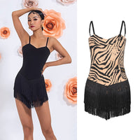 2021 Latin Dance Dress For Women Fringed dress Leopard Sleeveless Dress