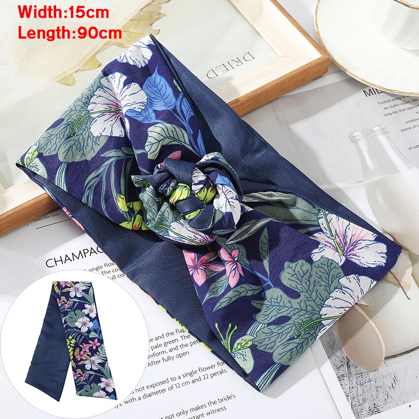 Levao Flower Printing Bandana Wire Headband Knotted Fashion Scarf Hairbands Hair Accessories for Women 2022 New Headwear