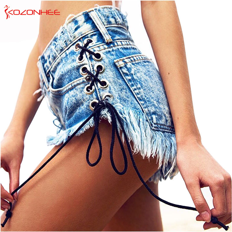 Vintage Snowflake Inelastic Women Denim Shorts With high Waist Straps Tassel Female Summer Shorts For Women&#39;s jeans